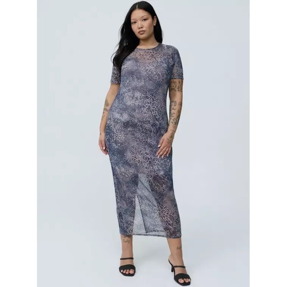 Torrid mesh column maxi dress 3x animal print